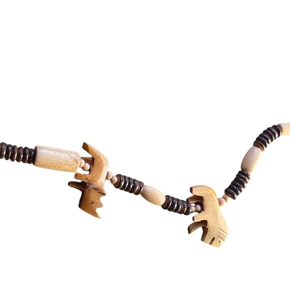 Handcrafted Wooden Beaded Animal Necklace Boho - Picture 3 of 6
